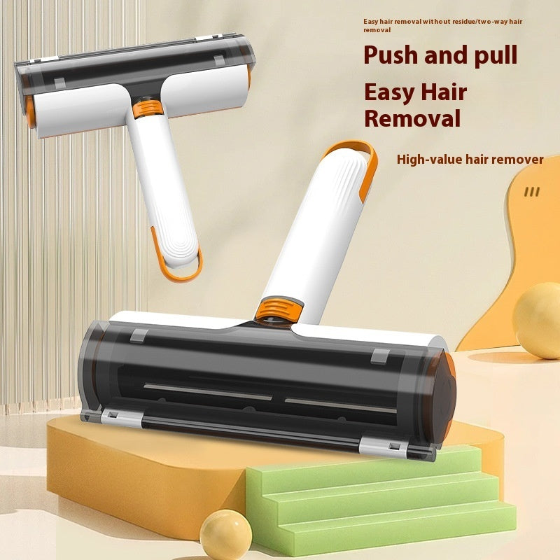 Reusable lint roller removing pet fur from clothing