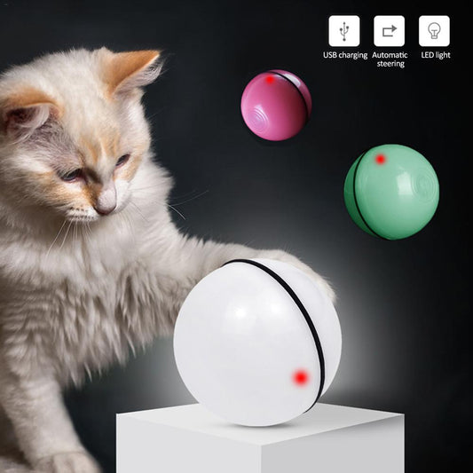 Rechargeable LED laser self-rolling cat toy ball with automatic movement