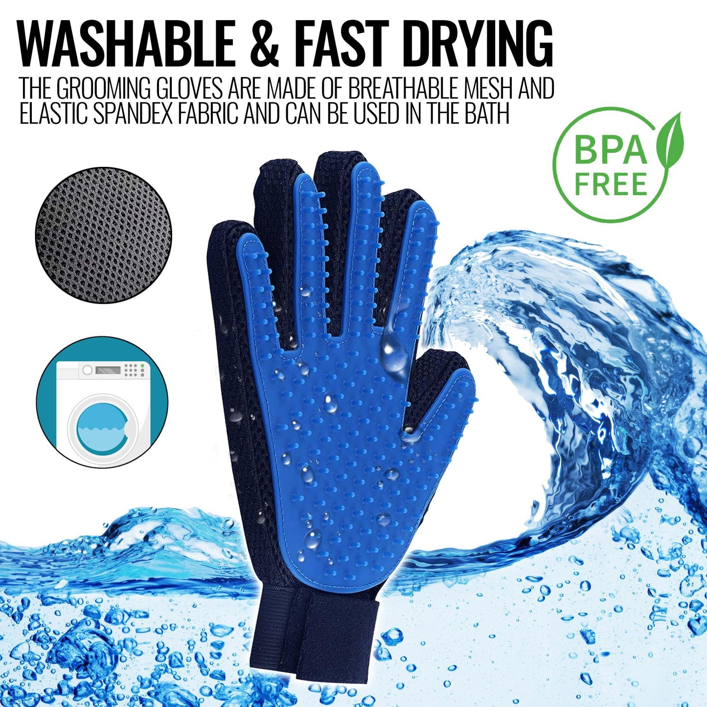 Deshedding Pet Grooming Gloves (Pair)