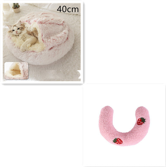 2-in-1 Round Plush Calming Pet Bed