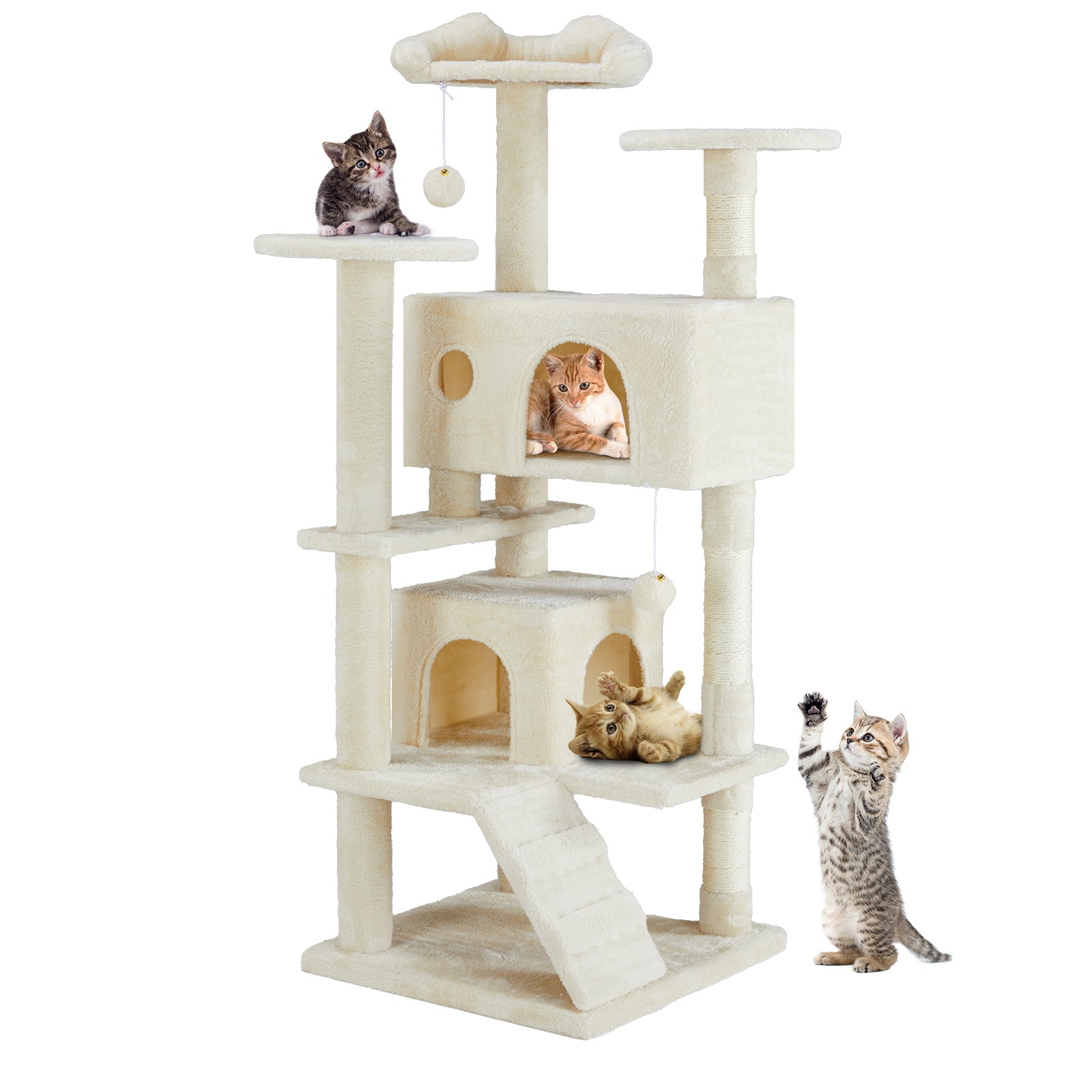 54 inch multi-level cat tree tower beige