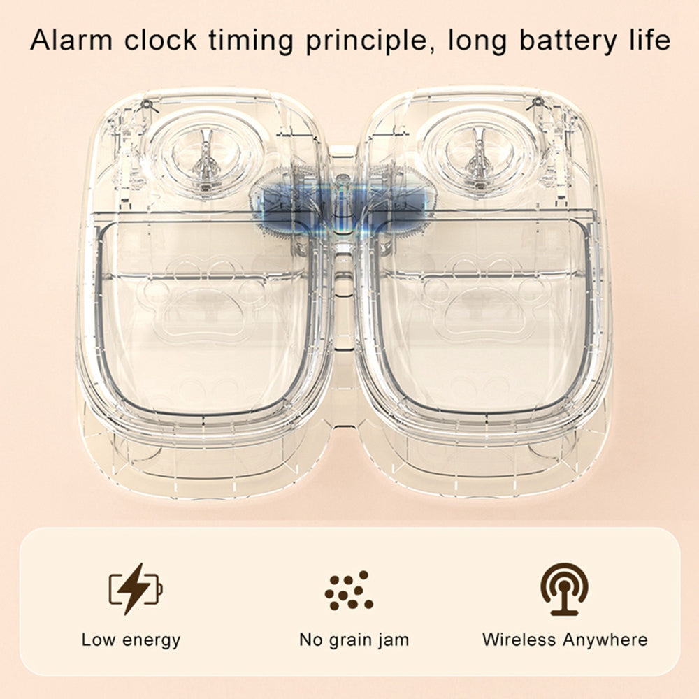 Automatic gravity pet feeder dispensing food and water all day