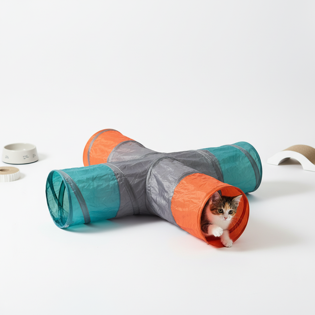 Rainbow Multi-Tunnel Cat Play Tunnel Toy